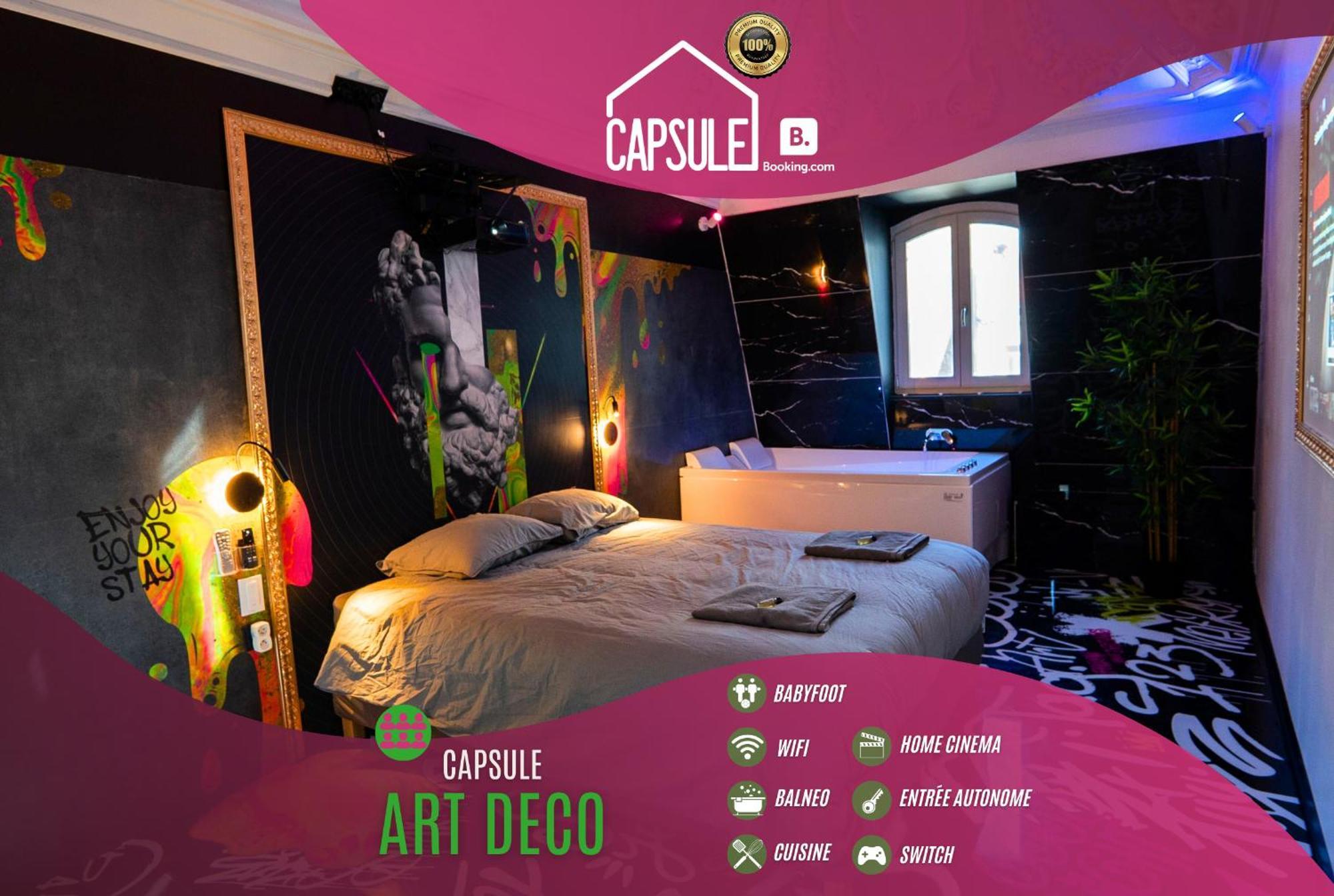 Capsule Art Deco - Jacuzzi - Netflix - Home Cinema - Arcade De Jeux & Nintendo Switch - 2 Chambres - Filet Suspendu Valenciennes Kültér fotó